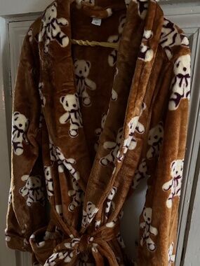 Vera Bradley plush robe teddy bear print NEW never worn